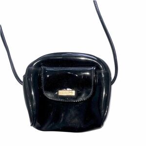 Black glossy mini crossbody purse